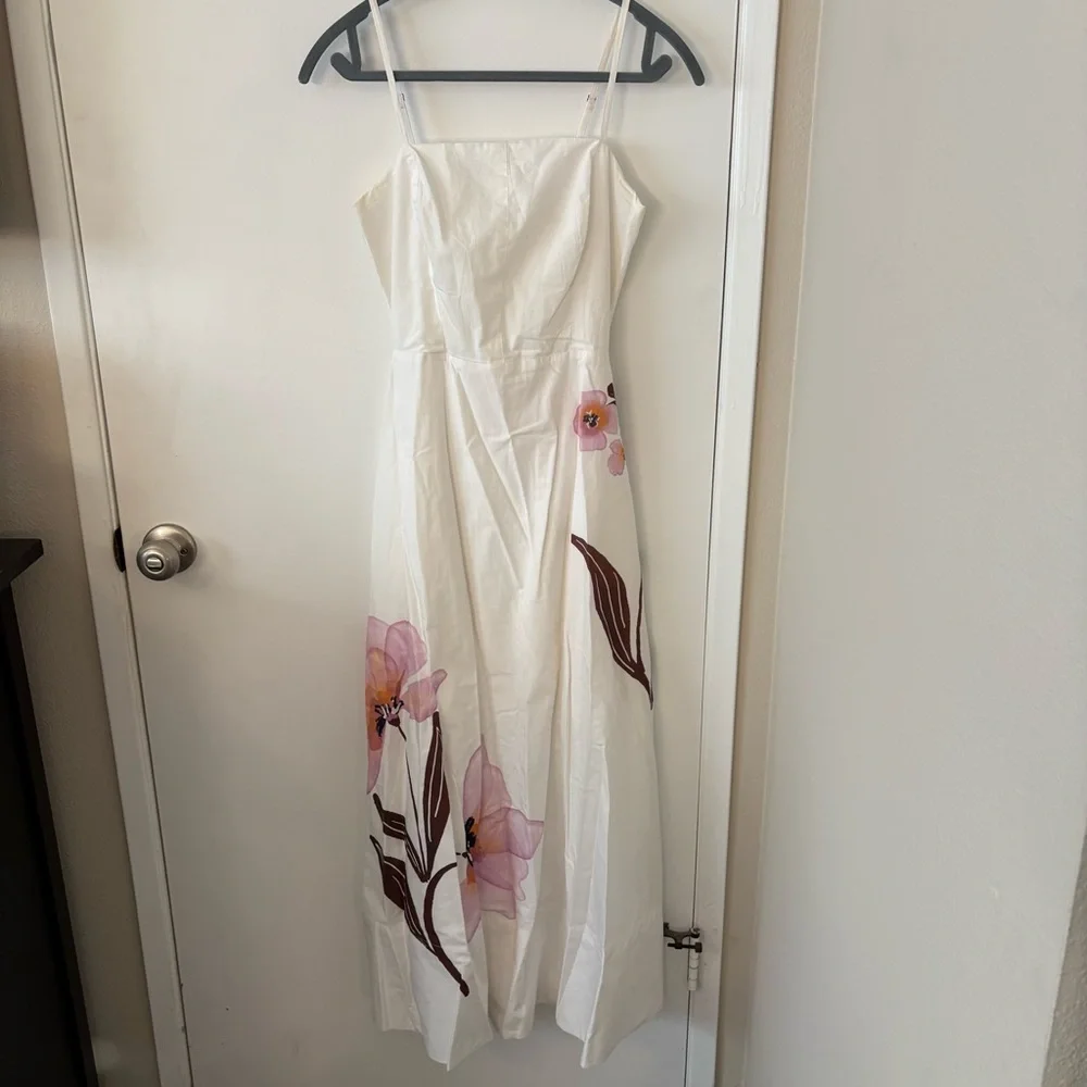 Cleobella Cream Midi Dress with Pink Floral Accents - Picture 3 of 6